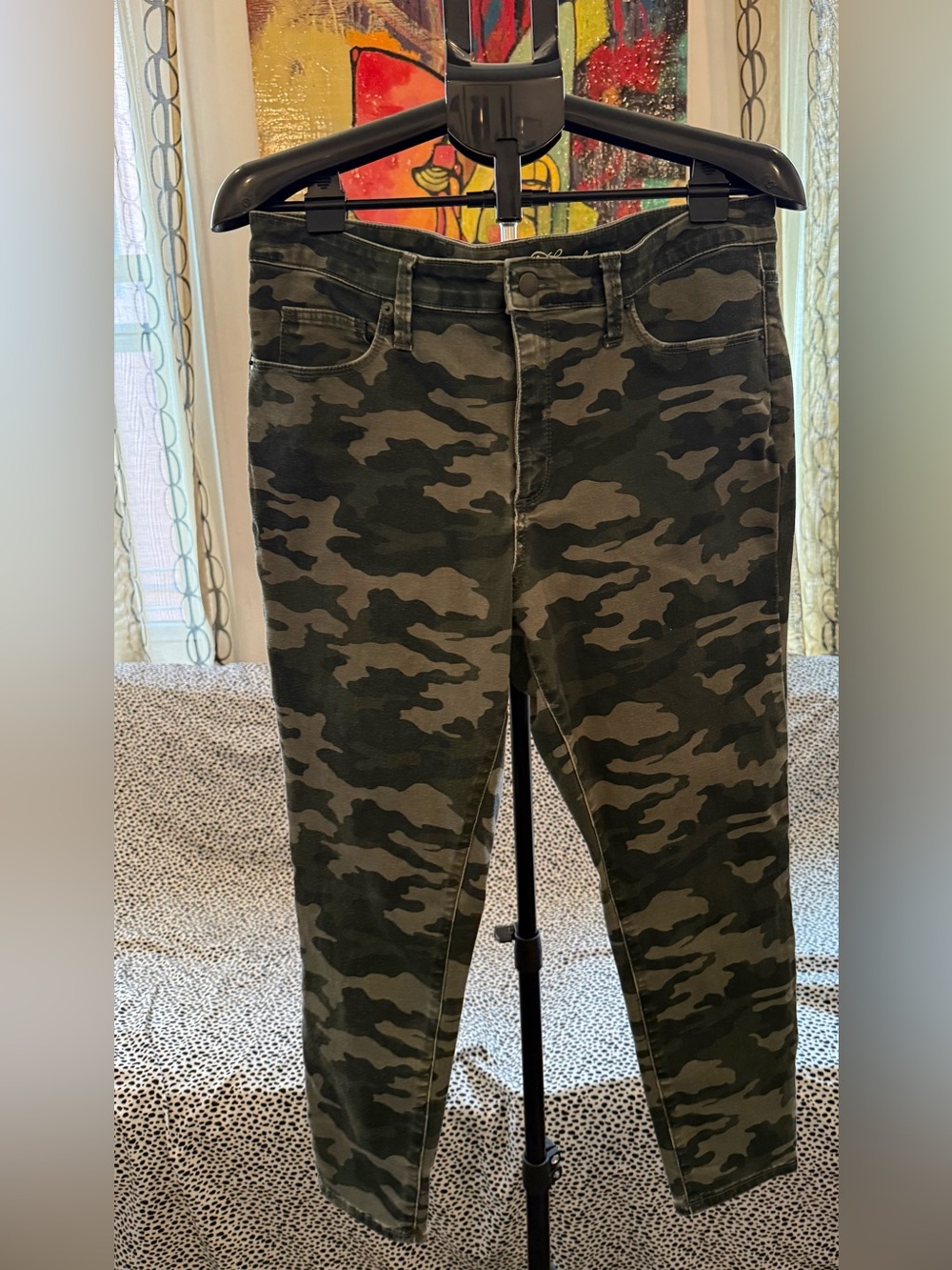 Camouflage Skinny Jeans - Olive Camo Size 14